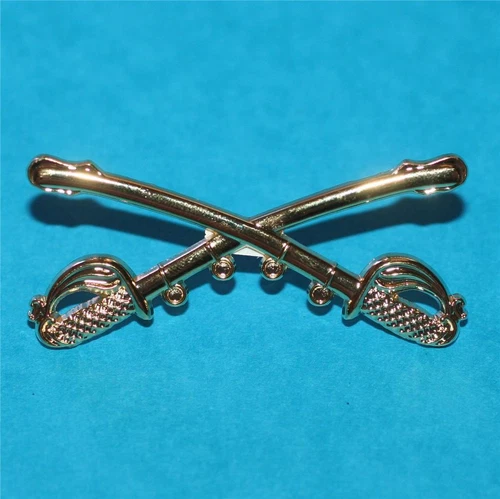CIVIL WAR CSA UNION US Cavalry Crossed Sabers Sword 2-1/4" BRASS LAPEL HAT PIN