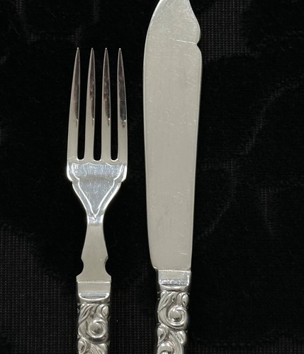 Cuchillo y tenedor de 2 piezas Oneida Community, South Seas Fish Eaters, plateado EPNS - Imagen 3 de 4
