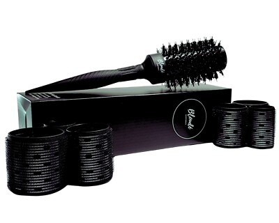 Blondé Styling-Set mit Keramikrundbürste und 6 Lockenwicklern für Volumen