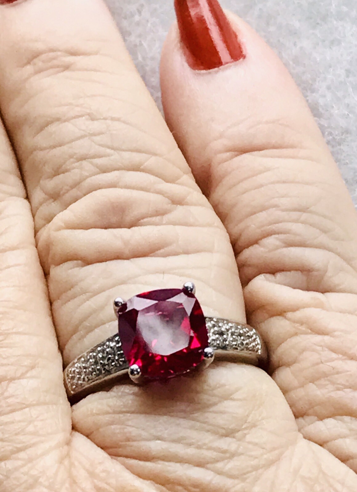 STS Sterling Silver ring Red “ Ruby”Stone size 6 - image 1