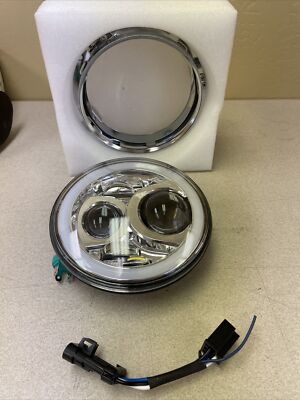 LETRIC LIGHTING CO. Chrome 7 in. Full-Halo LED Headlight - LLC-LHC-7DC