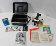 VINTAGE POLAROID SWINGER LOT - HARD CARRY CASE, FILM, FLASHBULBS