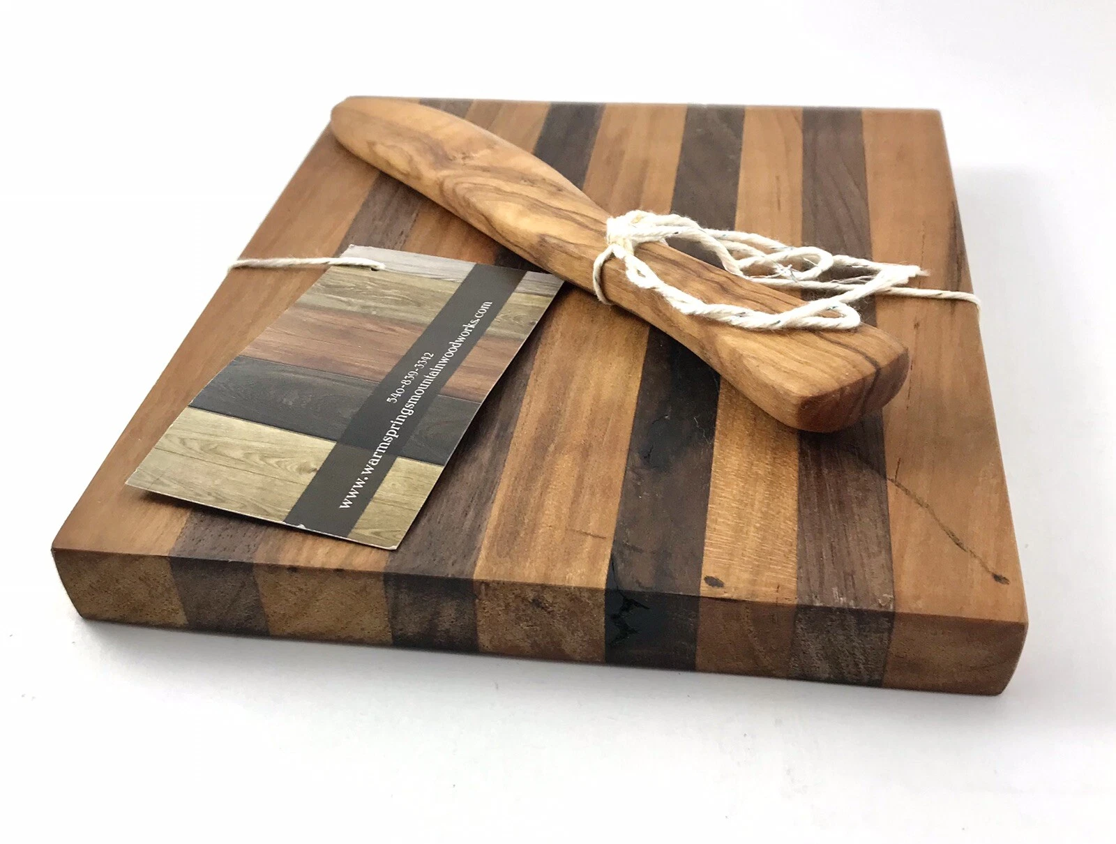 New Warm Springs Mountain Woodworks Small Multi Wood Cutting Board and Knife