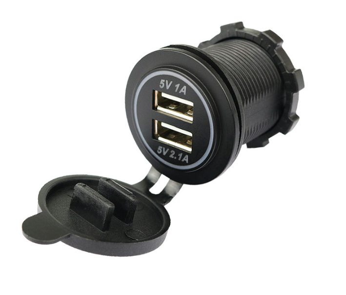 Caricabatterie Auto 12V/24V Con Doppia Porta USB E Presa Accendisigari &ndash; App-life &ndash; Nero