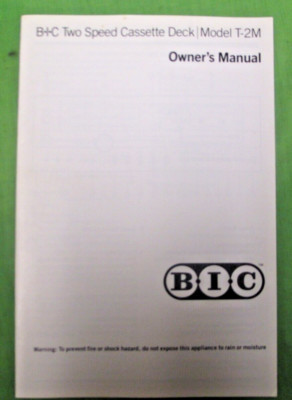 BIC T 2M CASSETTE DECK OWNERS MANUAL FOR TWO SPEED DECK   ORIGINAL OLD NEW STOCK