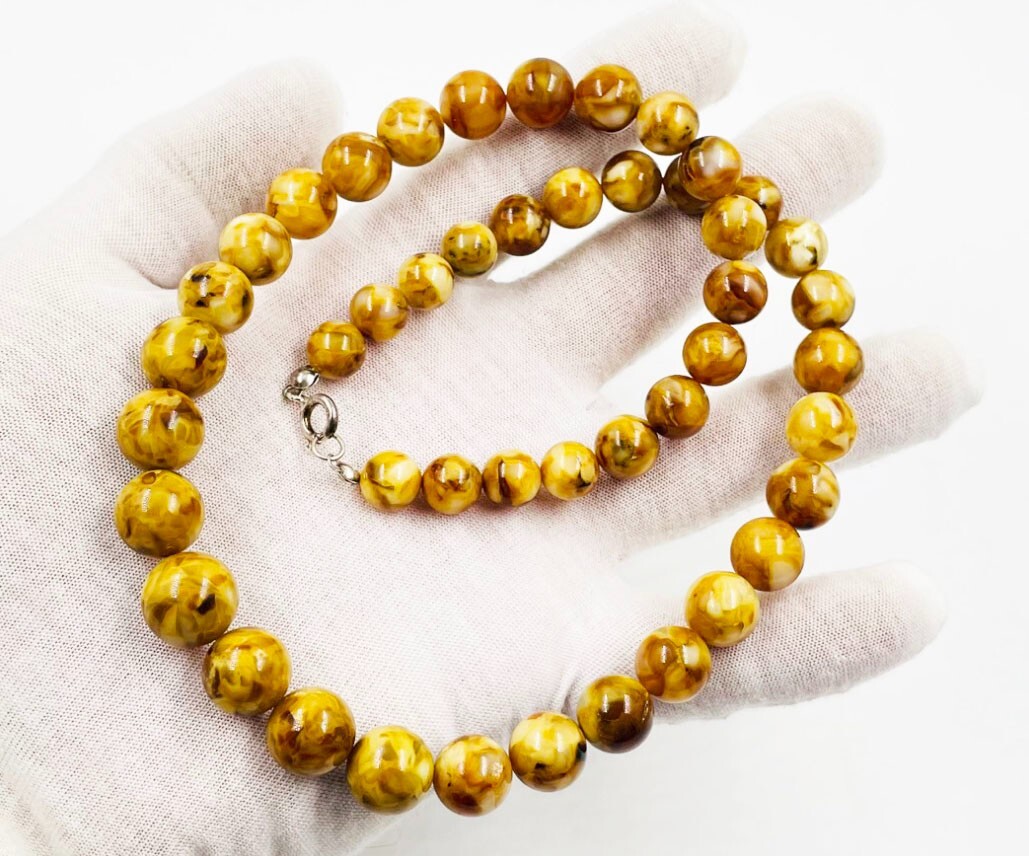 Old Amber Necklace Natural Amber Necklace Genuine Amber pressed