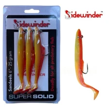 Sidewinder Super Solid 25g Sandeel Lures  6" Rhubarb Custard x 3 - TRACKED POST!