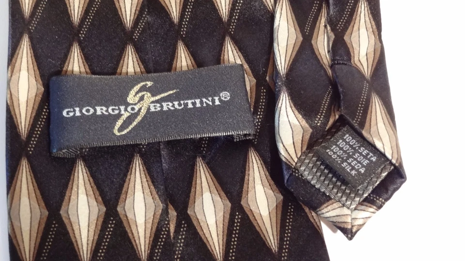 Corbata Giorgio Brutini clásica azul diamante 100 % seda Foto 2 de 4