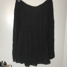 Leggiadro Vintage Black W/white Polka Dots 100 Silk Skirt Size 6