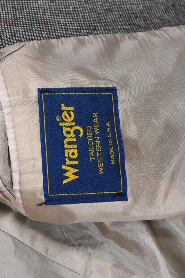 Abrigo deportivo blazer Wrangler 42R marrón a cuadros tweed yugo occidental hecho en EE. UU. Foto 4 de 4