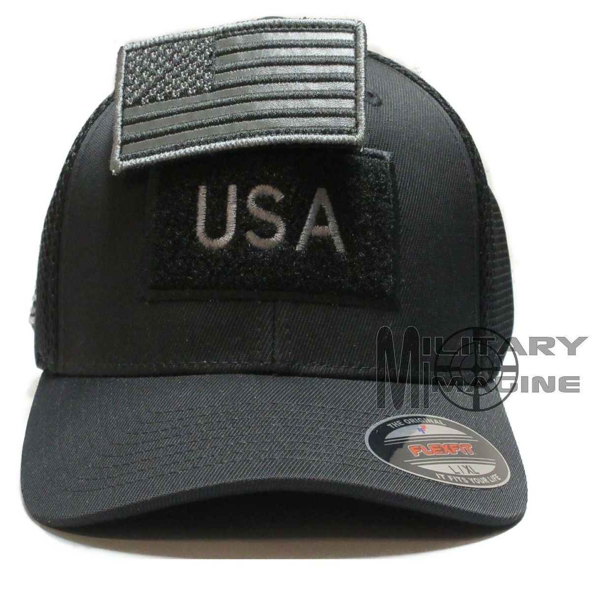Cappello Da Tiro | Flexfit Delta Cap | Senza Cuciture, A Prova Di Sudore, Elasticizzato, Grigio | Toppa Con Bandiera USA Inclusa - Grigio - Large-X-Large - Foto 13