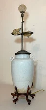 Rare antique Ming dynasty Chinese White Glazed Stoneware Pottery Vase table Lamp