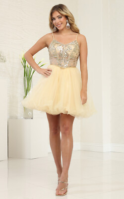 May Queen MQ2082 V-Neck Glitter Cocktail Tulle Dress | eBay