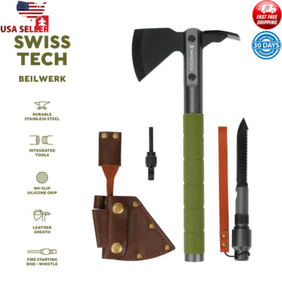 Multi-Tool Hatchet Pocket Knife No-Slip Grip Aluminum Handle Weather-Resistant