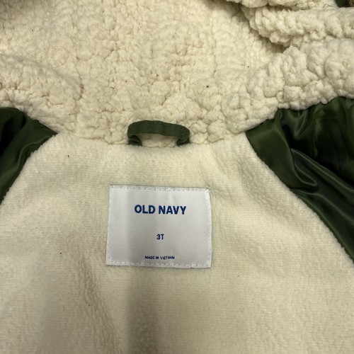Old Navy Kids Girl Parka Hooded Coat Faux Fur Toddler 3T Army Green Anorak Jacke - Picture 11 of 13