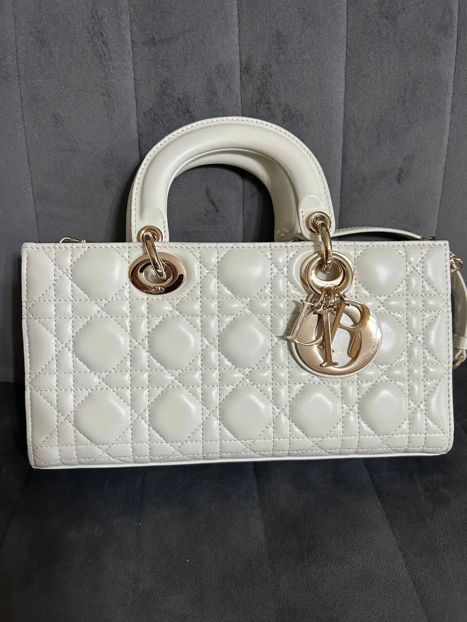 Borsa a tracolla donna Dior lady d joy pelle bianca