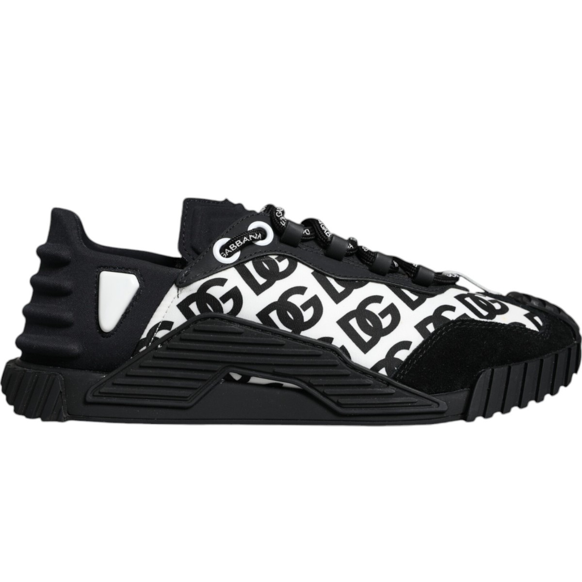 DOLCE & GABBANA Shoes Black Logo Lace Up Low Top NS1 Sneakers EU42
