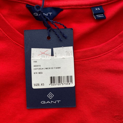 GANT Women Red Cott/Ela Crew Neck Short Sleeves T-Shirt Size XS - Picture 5 of 9
