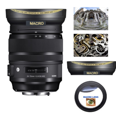  WIDE ANGLE LENS + MACRO FOR Sigma 24-70mm f/2.8 DG OS HSM Art Lens for Canon EF