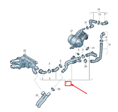 NEW AUDI Q3 F3 COOLANT PIPE WITH COOLANT HOSE 3Q0121064AE NO DUTY TO  