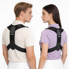 ACCUBIO Posture Corrector for Men  Women, Upper Back Brace One Size, Black