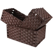3 Pcs Woven Storage Basket Set With Imitation Rattan For Home Use
