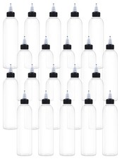 20 Pcs 8oz Clear Plastic Squeeze Bottles for Liquids, Twist Top Cap