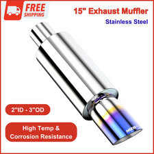Exhaust Muffler Straight Through Stainless Steel 2 Inlet 3 Outlet Universal