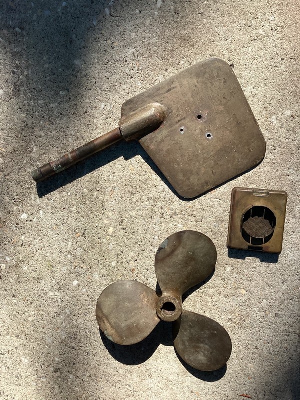 Vintage Trojan boat parts bronze rudder propellor 1960s