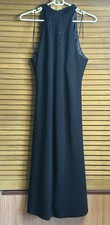 Vintage Dawn Joy Dress Black Size 10 Rhinestone Accents High Neck