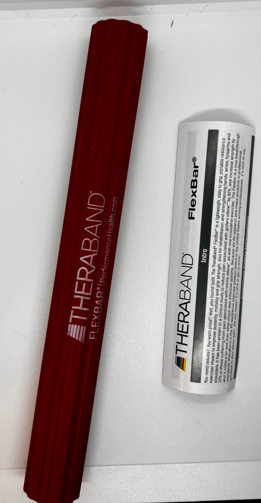 Theraband Flexbar RED  Physical Therapy Bar, Massage  Hand Pain, 12"
