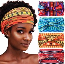 African Headbands Boho Knotted Hairbands Stretch Wide Head Wraps Elastic Yoga
