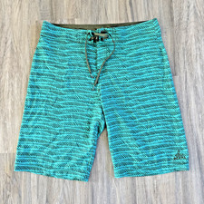Prana Men's Swim Board Shorts Size 34 Green Sediment UPF 50 Beach Surf Trunks