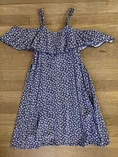 TUCKER & TATE Nordstrom Girl's Size M Medium 8-10 Dress Blue White Floral EUC