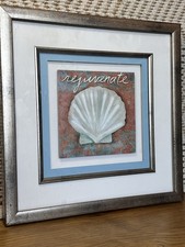 Contemporary Shell Framed Print Wall Art by Multi-Color 13x13 “rejuvenate”