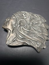 VINTAGE NATIVE AMERICAN CHIEF BRASS BELT BUCKLE AMERICAN INDIAN