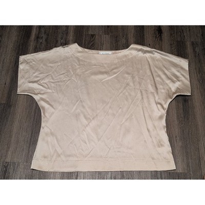 St. John Collection Women's Top Size L Beige Short Sleeve Knit