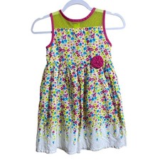 Penelope Mack Girls Dress 6X Green Pink Flora...