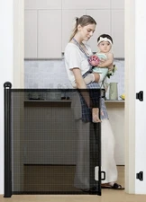 Reinforced 42 Inch Tall 55 Inch Wide Black Retractable Gate