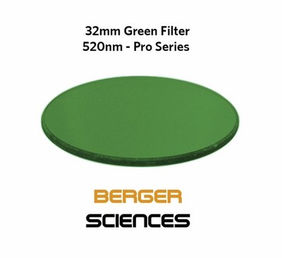 32mm Green Filter for Phase Contrast Microscopes - 520nm HD Optical Glass