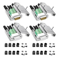 Willwewon 4PCS 2 Male 2 Female DB9 Metal Shell Solderless Connector, RS232 D...