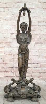 Hot Cast Bronze Sculpture Statue of Ancient Greek Temple Priestess Holding Vesse