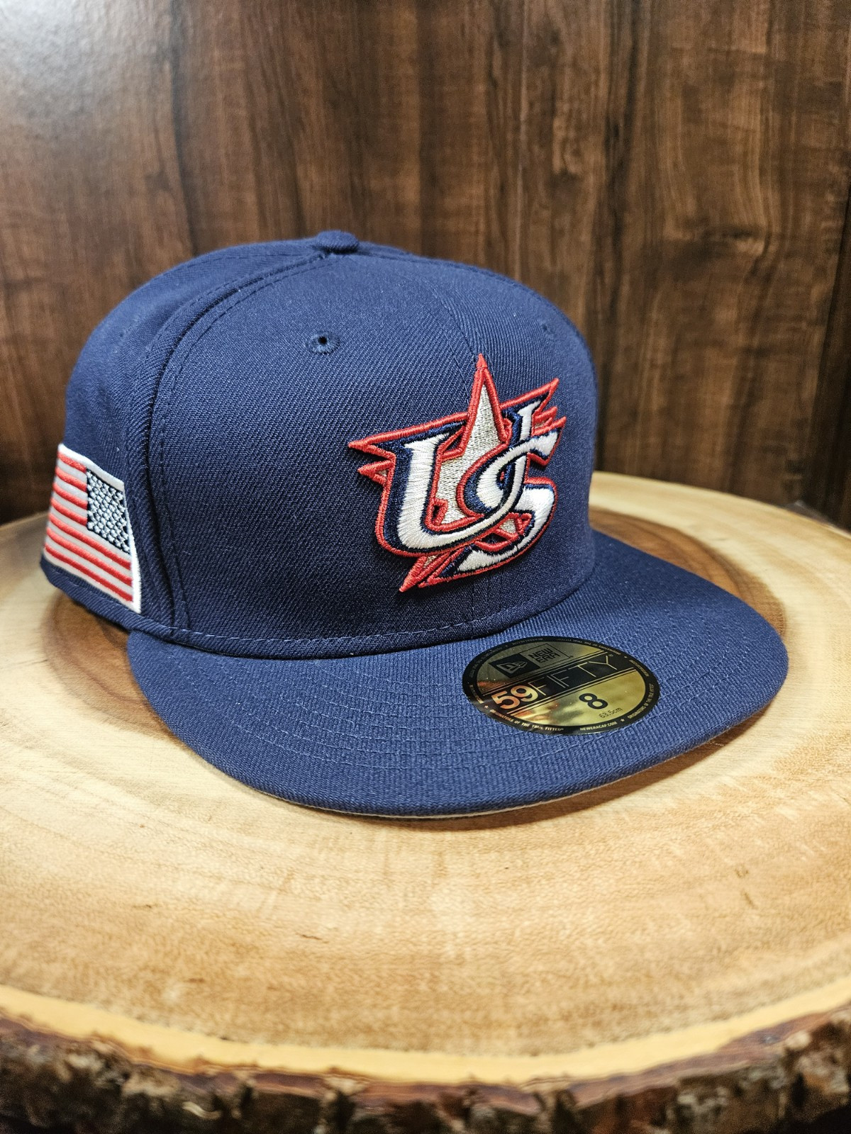 Team USA World Baseball Classic New Era 59Fifty Fitted Cap Size 8 with US Flag