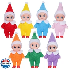 Hmxpls 7Pcs Colorful Christmas Elf Dolls - Boy and Girl Little El