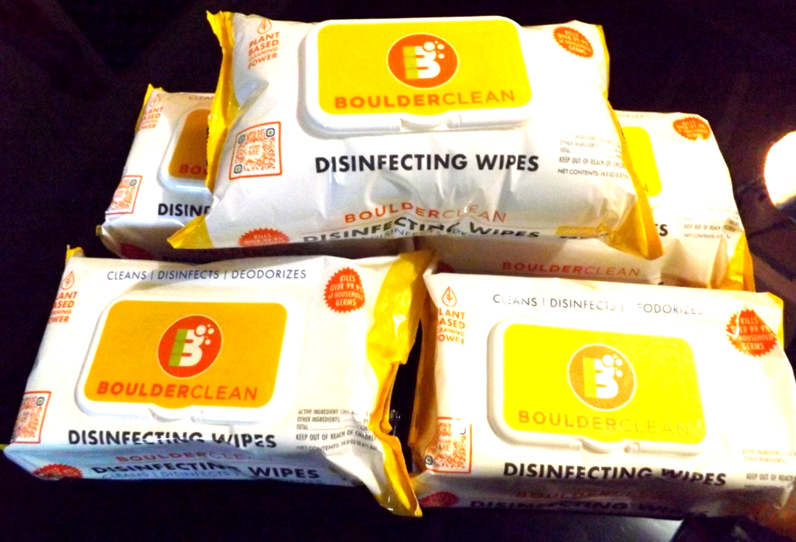 Lot 5: BOULDER CLEAN 99%Disinfecting Wipes Lemon Fresh 72 Count Each Plant Based