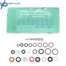 705Pack 32 Size Sealed Gaskets And O-Rings, 2in1 Rubber Sealing Component Kit