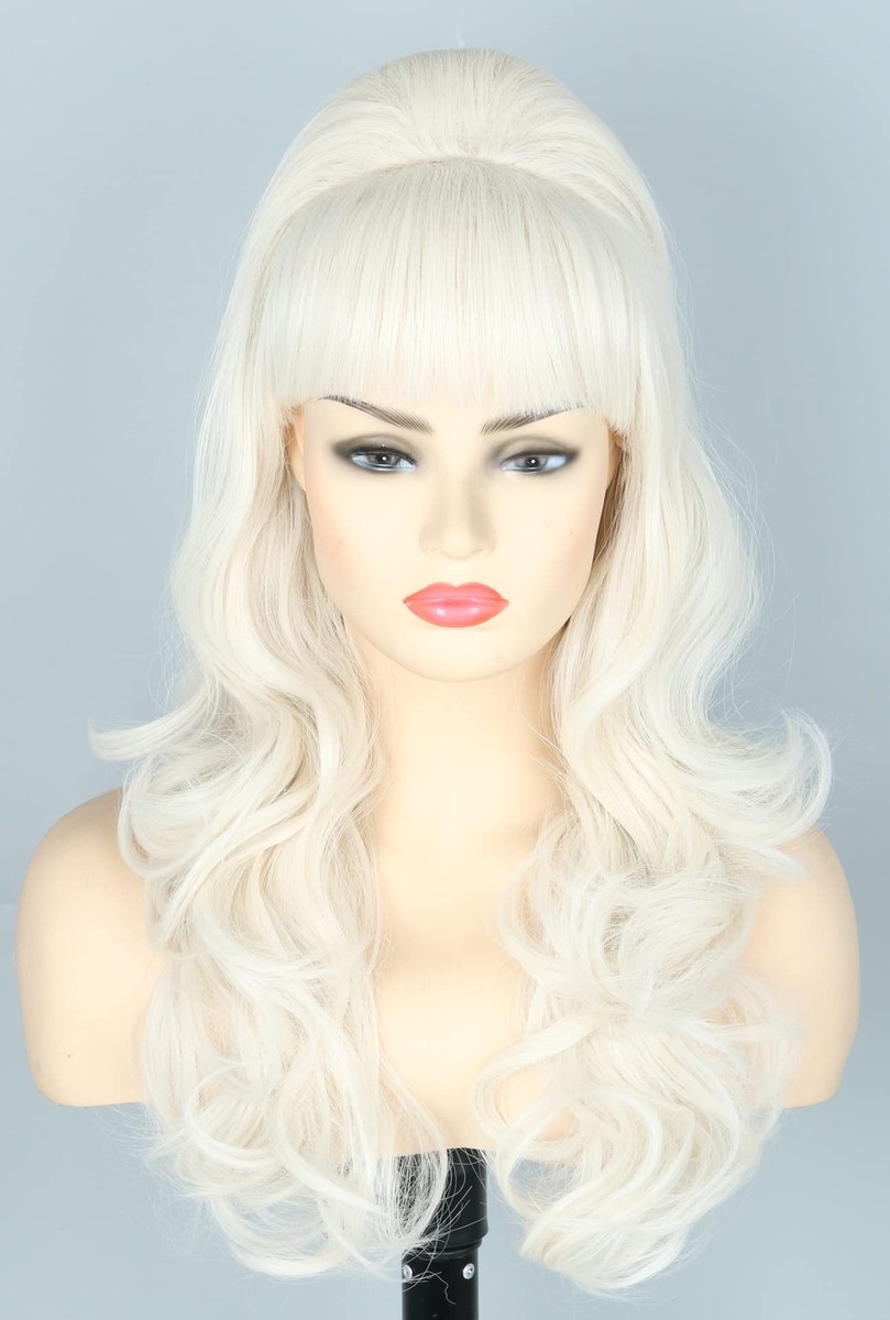 Womens Wig Platinum Blonde Beehive Wigs Bouffant Wig Long  display picture 1