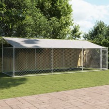 Dog Cage Grey Galvanized Steel 19.7 x 6.6 x 6.6 ft Durable