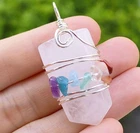 10pcs Natural Rock Quartz Handcraft Pendants 7 Chakra Healing Talisman Amulet