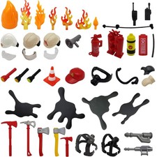 Playmobil Feuerwehr Ersatzteile, Zubehör, Helm, Visier, Axt, Atemmaske, Feuer